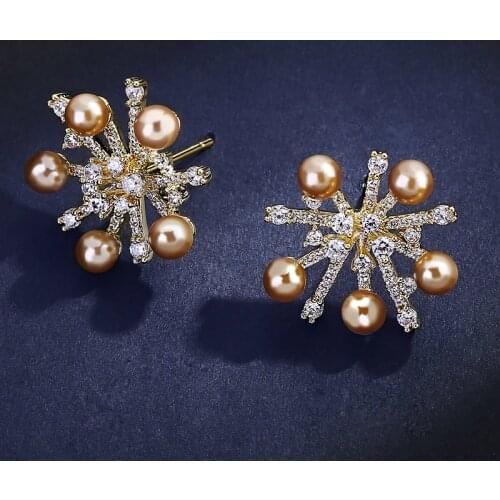 New Fashion Ladies Crystal Snowflake Earring Bijoux Splinter Stud Earrings For Women Wedding Jewelry Earrings Wholesale