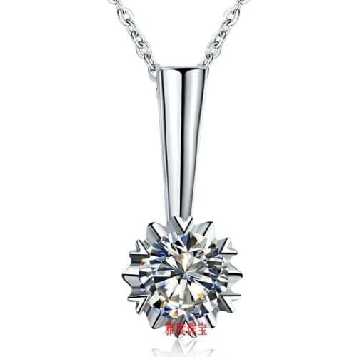 Wholesale 1ct synthetic stone necklace, solid silver sterling Necklace,women pendents,snowflake necklace