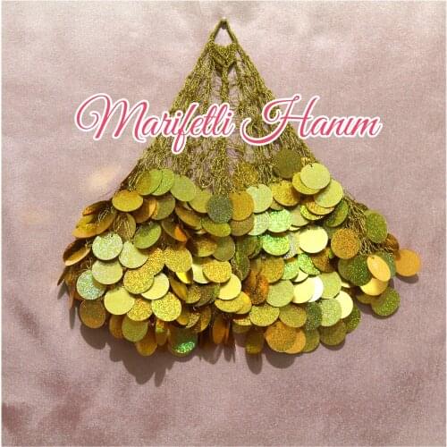 Gold Sequins with Gelin Halay Mendili for Bride and Bridesmaids Henna and Wedding Dance Scarf Tanztücher