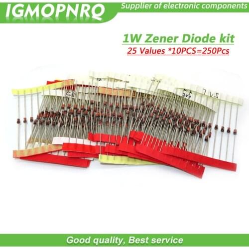 25Values *10PCS=250Pcs 1W Zener Diode Assorted kit 3V ~ 33V Assortment Set IGMOPNRQ