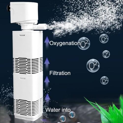 3 In 1 Fish Tank Submersible Air Oxygen Internal Pump Aquarium Air Oxygen Pump Silent Submersible Pump Aquarium Filter Pump