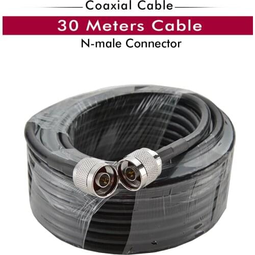 30 Meters Black RG6 Coaxial Cable N Male to N Male Connector Low Loss Coaxial Cable for Mobile Cell Phone Signal Repeater