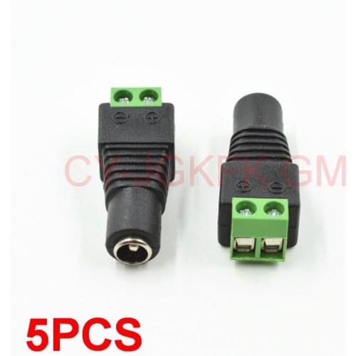 5PCS Female Male DC Power Cable Connector 5.5mmX2.1mm Jack Plug Connection For 5050 5630 3528 Single Color LED Strip CCTV Camera