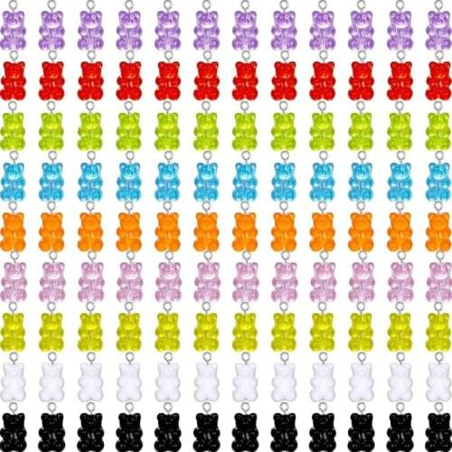 50Pcs Crystal Candy Bear Pendant Charms for Necklace Bracelet Earrings Jewelry Making Diy Findings Bears Bulk Items Wholesale