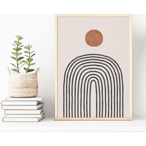 Abstract Rainbow Print Boho Wall Decor Neutral Wall Picture Minimalist Poster Wall Art Canvas Painting Picture Home Room Decor