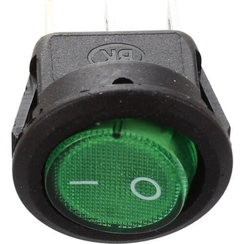 Promotion! 5 Pcs 3 Pin SPST Green Neon Light On/Off Round Rocker Switch AC 6A/250V 10A/125V
