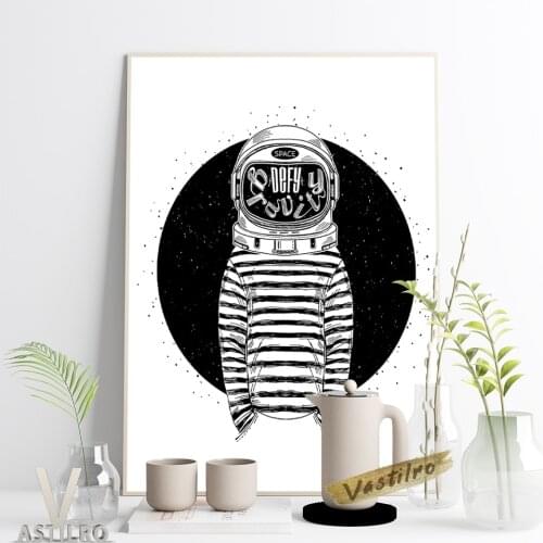 Astronaut Black White Sketch Poster Defy Gravity Concept Illustration Art Prints Wall Picture Modern Individuation Home Decor