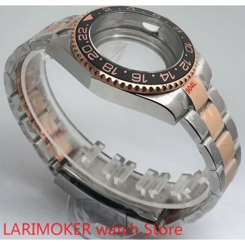 Transparent cover 904L stainless steel rose gold strap bracelet with 40mm sapphire glass ETA NH36 MH35 case,bezel pink