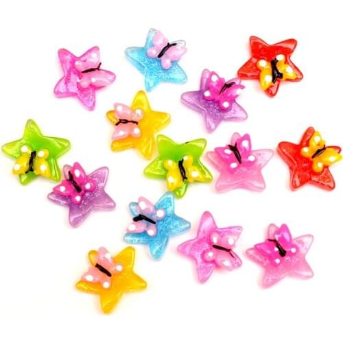 50Pcs Mixed Star Resin Decoration Crafts Beads Flatback Cabochon Scrapbook Kawaii DIY Embellishments Accessories Buttons