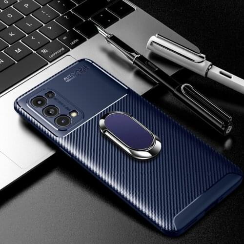 Phone Holder Case For OPPO Reno 5 Pro 5G case Reno5 Ultra Armor Soft Silicone Finger Ring Cover for Reno 4 Lite 4Z 4F Reno4 4G