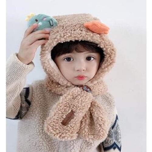 Baby Hat Winter Warm Ear Protection Hat For Boys And Girls Hat Scarf One Body Hat Cute Fur Scarf For Children