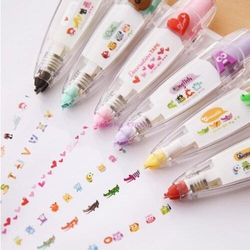 DHL 100pcs Cartoon Floral Sticker Tape Pen Funny Kids Stationery Notebook Diary Decoration Tapes Label Sticker Paper Decor Toy