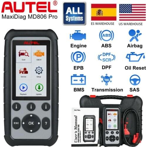 Autel MD806 Pro All System Auto Diagnostic Tool, Code Reader Scanner Full System Diagnoses EPB/Oil Reset/BMS DPF VS MD805 MD802