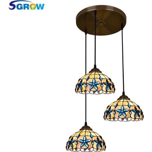 SGROW European Shell Pendant Light Fixture for Bedroom Living Room Dinning Room Hanging Lamp with E27 LED Bulb Modern Pendientes