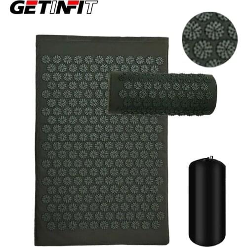 Getinfit Acupressure Mat Yoga Massage Pad Back Relieve Stress Pain Body Acupuncture Mat Massage Pillow Cushion with Bag