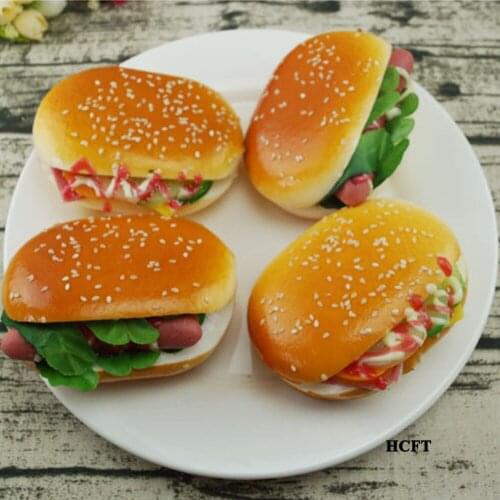 Store shop decor Artificial simulation potato chips toast slices sesame beef vegetables Leaves hamburger fake bread model