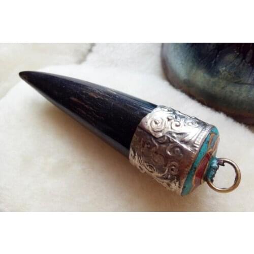 Exquisite collection of Nepal Tibet pine stone azurite Silver Pendant