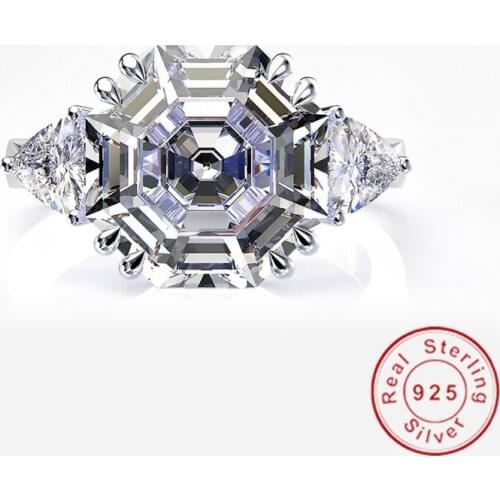 Handmade Pagoda cut 6ct Topaz Diamond Ring 100% 925 sterling silver Engagement Wedding band Rings for Women men Party Jewelry