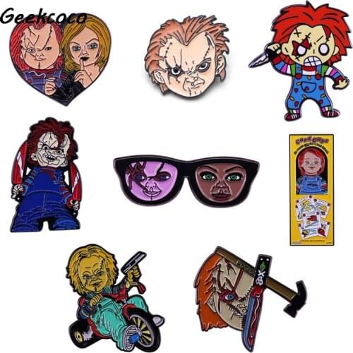 J2577 Funny Cartoon Horror Movie Metal Pins Enamel Brooches for Women Men Lapel Pin Backpack Badge Denim Pin