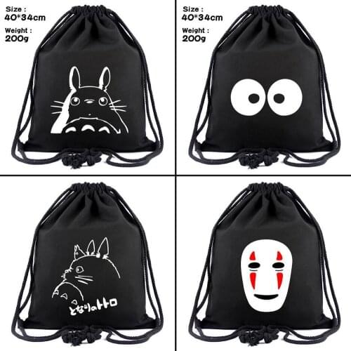 Miyazaki Hayao Totoro canvas Drawstring bags No Face man Backpack Women Fashion Cosmetic Container casual Beach Bag Shoes Pouch