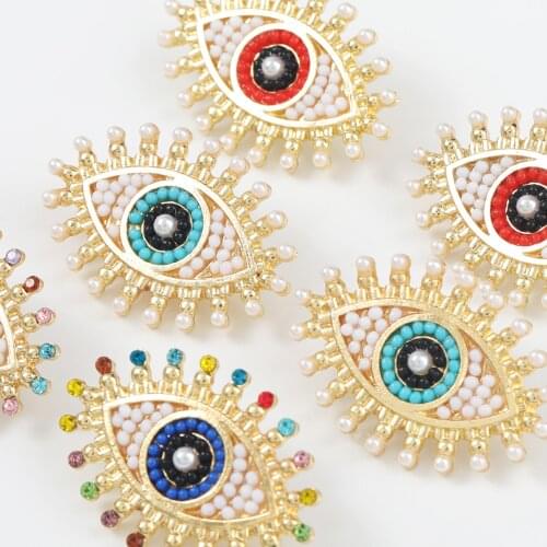 JIJIAWENHUA Fashion Imitation Pearl Alloy Round Eye Earrings Jewelry Modern Bohemian Earrings Fashion Accessories