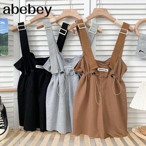 Fashion versatile solid Rompers high waist drawstring lace up waist casual wide leg strap A-line Rompers 2021 New Summer