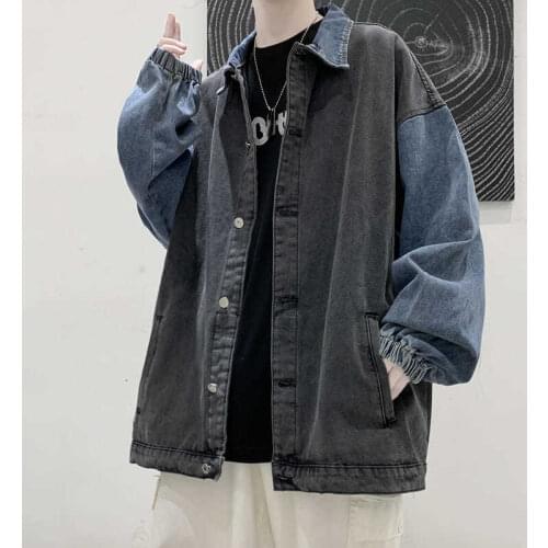 Jacket Korean Trend splicing denim jacket mens 2021 NEW