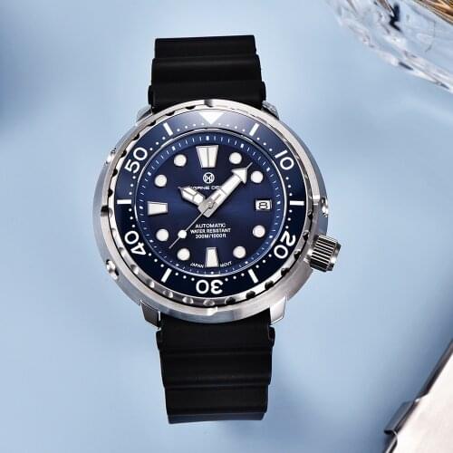 PAGRNE DESIGN Automatic Mechanical Watch 300M Waterproof Stainless Steel Ceramic Bezel NH35A Sapphire Glass Mens Wristwatch