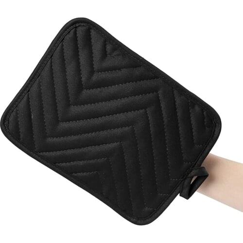 5Pack Cotton Pocket Pot Holder Set Kitchen Heat Resistant Potholder Machine Washable Terry Cloth Potholders Bulk Oven Mitts Blac