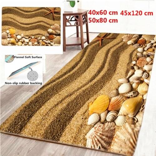 Seaside Carpets for Living Room Anti-slip Kicken Bathroom Mat Starfish Seashell Pattern Rugs Home Decoration Outdoor Doormat