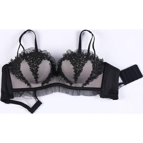 New Underwear Woman Charming peach hearts Embroidery gauze Sexy girl Ring-free gathering Seamless air permeability Bras