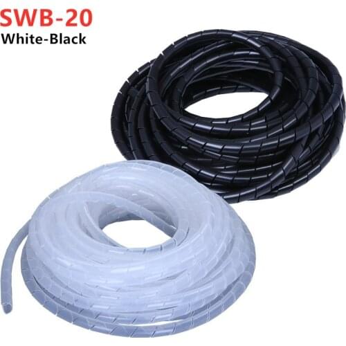 SWB-20mm 2M Spiral wrapping band diameter 20mm About Length Black Cable casing Cable Sleeves Winding pipe Spiral Wrapping