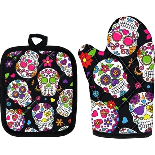 Nightmare Before Christmas Design Polyester Oven Glove Heatproof Mitten Oven Mitts and Potholder mat for Kitchen News