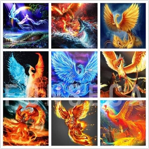 Full Drills Diamond Painting Abstract Phoenix Handmade Gift Diamond Embroidery Animals Mosaic Wall Art Picture of Rhinestones