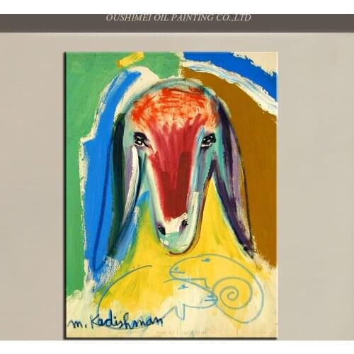 Artist Hand-painted Sheep Head Canvas Oil Painting Reproduction Famous Painting for Living Room Decor Animal Hang Oil Picture