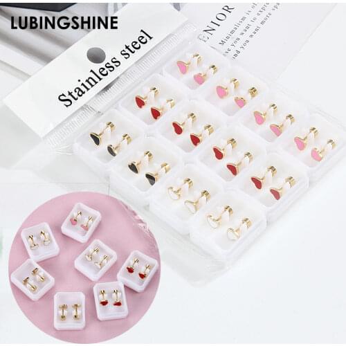 12 Pairs New Fashion Exquisite Stud Earrings Flower Animal Stainless Steel Small Earrings For Women Helix Piercings Earring Set