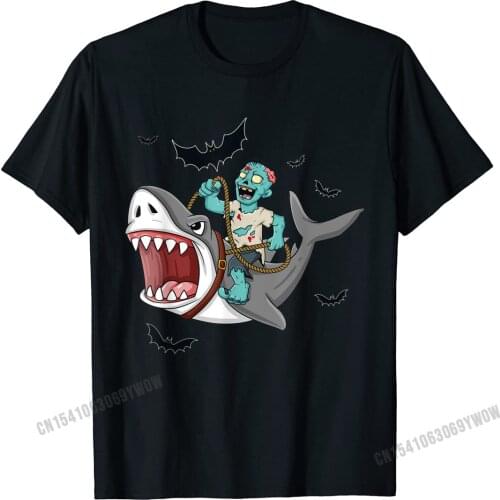 Halloween Zombie Riding Shark Funny Boys Women T-Shirt Camisas Men Top T-Shirts Printing Cheap Mens Tops & Tees Printing Cotton