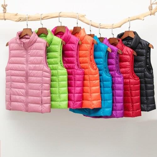 Ultra Light Slim Down Coat Women Winter Stand Collar Thin Jacket Windproof Padded Waistcoat Sleeveless Portable Duck Down Vest