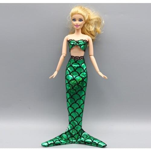 Handmade Dolls Party Dress Gown Shirt Fashion Clothes for Barbies Doll Mermaid Tail Dress Clothes Accessories