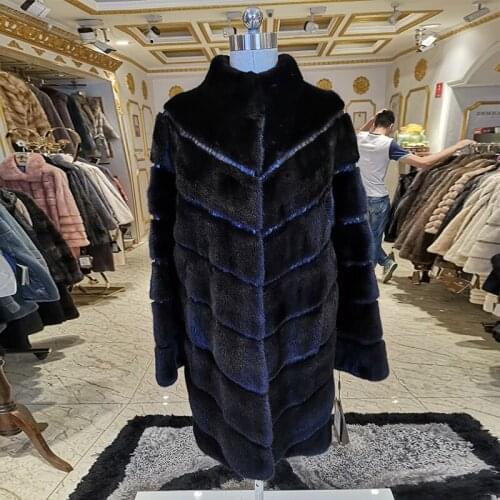 High quality luxury fur coat Snakeskin Sleeve mink fur coat Designer Style fur coats for women Luxury brand coat women BS017F1
