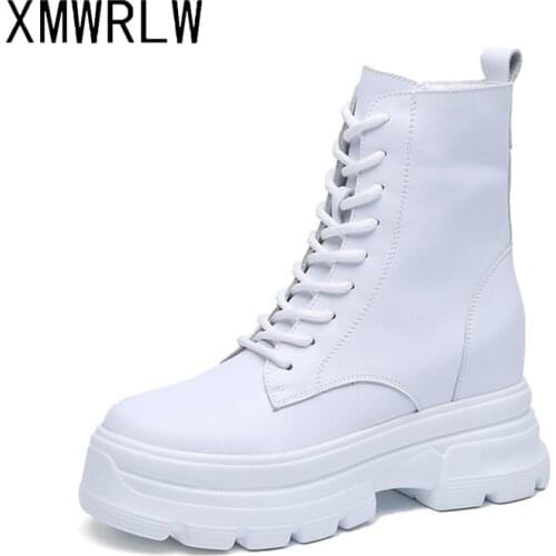 XMWRLW Split Leather Women Ankle Boots Casual Lace up Ladies Boot Women Autumn Winter Shoes Ankle Boots Rubber Sole Warm Boot