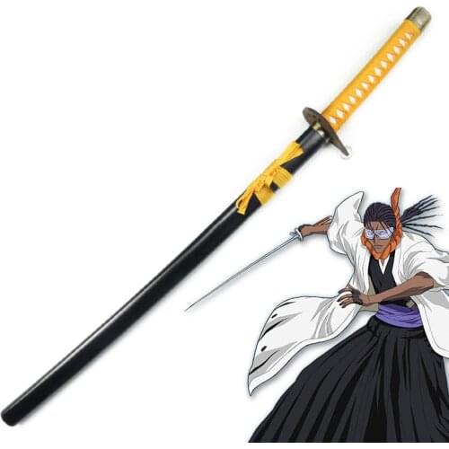 [Funny] 100cm Cosplay Anime Bleach weapon Tousen Kaname Katana wooden Sword model Costume party Anime show Japan samurai sword
