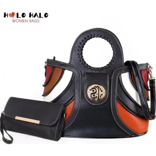 Female Crossbody Bags Fashion Purses and Handbags 2 Pcs Bag Set Womens Wallet Colorful Splicing PU Leather Shoulder Bags 2021