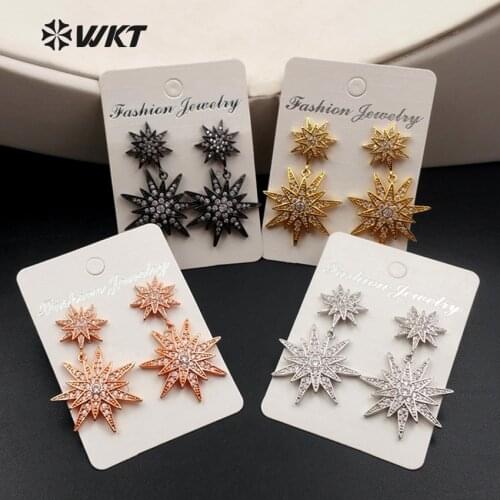 ME030 WKT Sparkly Charming Special Geometic Shape Double Side Drop Earring For Women Party Decoration Pretty Drop Earring