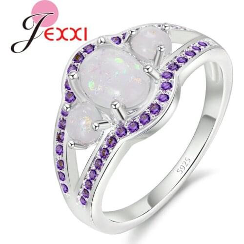 Retro New Jewelry 925 Sterling Silver Romantic Design Three Oval Green Crystals Anillos Women Band Finger Rings Wholesale