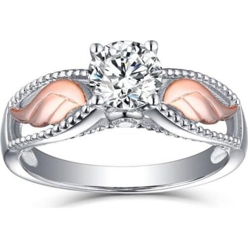 Fashion Angel Wings Zircon Ring Exquisite Simple Female Romantic Birthday Gift