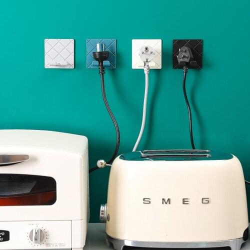 1PCS Plastic Wall Hanging Hook Power Plug Socket Holder Folding Self Adhesive Racks Home Office Kitchen Storage organization