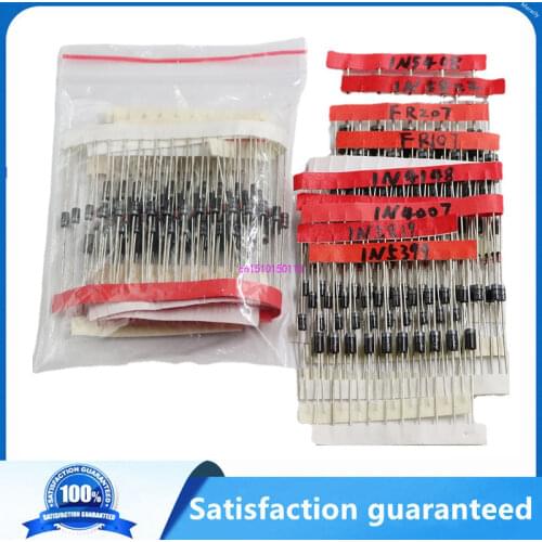 1N4148 1N4007 1N5819 1N5399 1N5408 1N5822 FR107 FR207,8values=100pcs,Electronic Components Package,Diode Assorted Kit