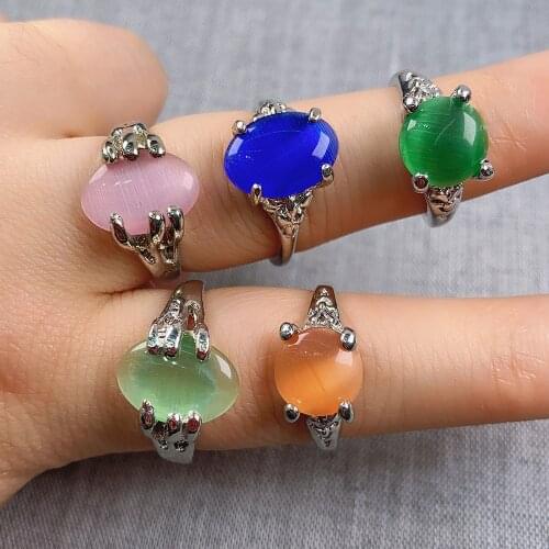 20Pcs/pack Wholesale Mix-style Natural Stone Ring Opals Ring Charms For Elegant Women Love Romantic Gift