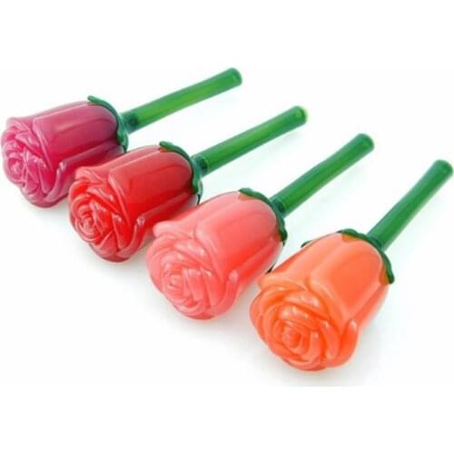 3ml Cute Rose Shape Empty Lip Gloss Tube Clear Mini Refillable Lip Balm Bottles With Rubber Inserts Makeup Organizer